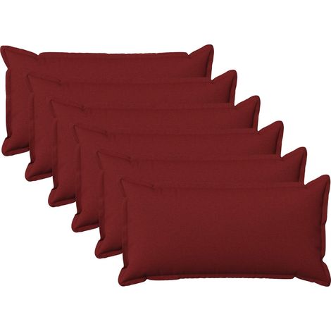 Cojín con almohada HOUTEN 6 uds. Rojo vino Lino Sintético vidaXL (1/5)