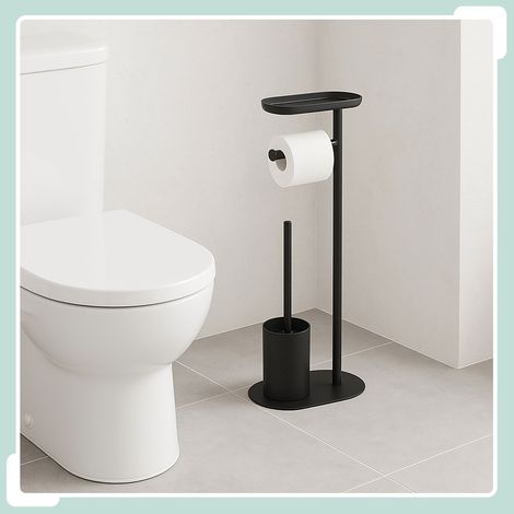 Toilettenpapierhalter mit ablage und burste
