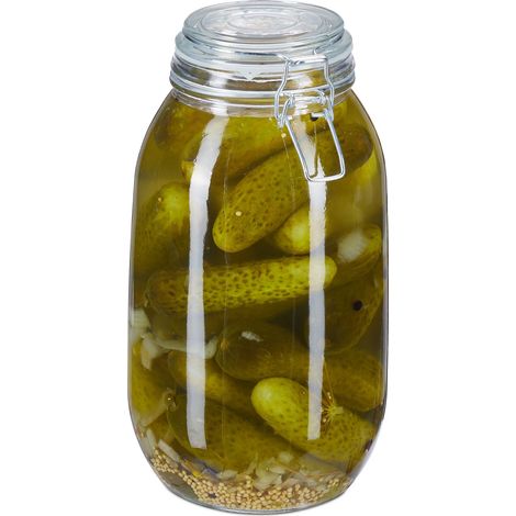 Relaxdays Glass Preserving Jar, 3 Litre, with Clip Top Lid, For Pickling, Canning & Pantry Storage, Transparent