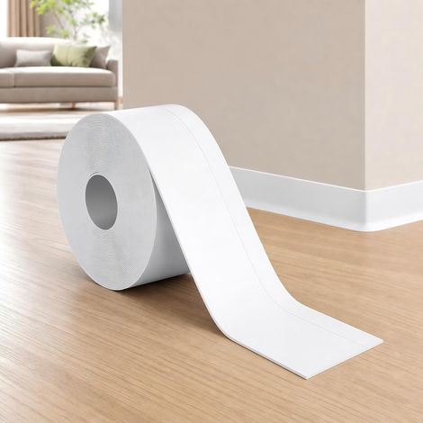 10m Plinthe Souple Autocollante PVC 50x20mm Blanche Baguette de Finition, pour Salle Bain Cuisine Plan Travail, Pose Facile Sans Outil. (1/5)