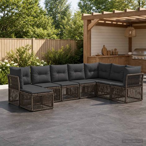 vidaXL Set Divano da Giardino 8 pz Grigio polyrattan (1/5)