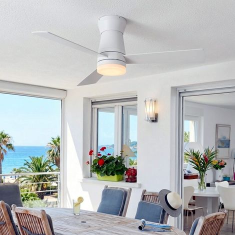 Ventilatore da Soffitto con Luce LED 106 cm Silenzioso a 6 Velocità Lampadario Ventilatore 3 Pale con Telecomando Timer Reversibile per Soggiorno Camera - Bianco (1/5)