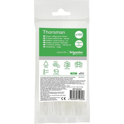 Collier serre-cable translucide 120x2.5mm (blister de 100) pour fixation de fils et cables Ø 27mm max PA6.6 anti-UV Thorsman (1/2)