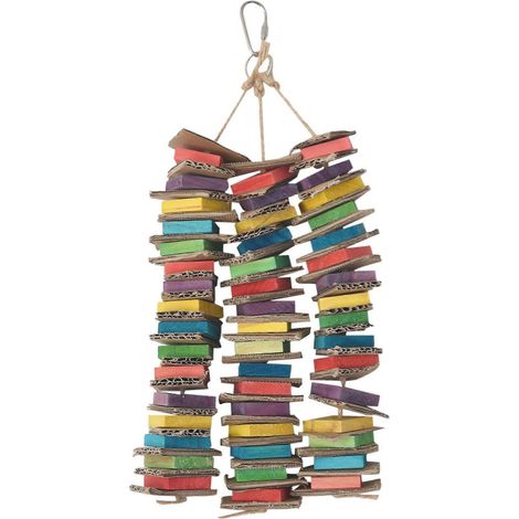 Jouets pour grands perroquets en carton, jouets pour perroquets gris du Gabon, jouet à mâcher en bois naturel avec clip pour cage à oiseaux (1/5)