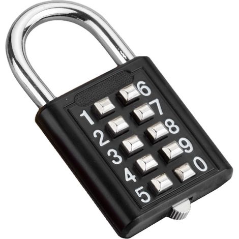 SHINING HOUSE Cadenas en acier inoxydable avec combinaison de 10 chiffres pour le verrouillage du mot de passe , sans clé pour le terrain de sport et le vestiaire (noir)