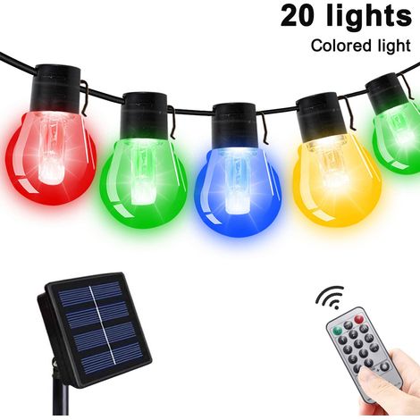 Guirlande Lumineuse Solaire - 20 Ampoules G50 - 8 m - 8 Modes - Étanche IP65 - Pour Extérieur Jardin Balcon Terrasse - 1 Pièce (1/5)