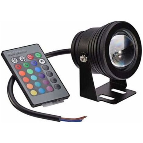 Sorgente luminosa a LED per piscina con telecomando, luce subacquea per acquario con cambio colore (involucro RGB nero) 10W [Classe energetica A] (1/4)