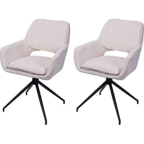 Lot de 2 chaises de salle à manger HWC-N74, chaise de cuisine, pivotante Auto-Return, tissu chenille (490g/m²) Oeko-Tex (1/2)