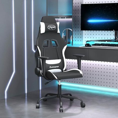 vidaXL Chaise de jeu Noir et blanc Tissu (1/5)