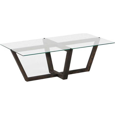 Table basse en verre trempé et bois massif ONYXALE (1/5)
