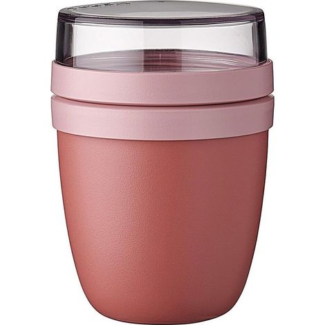 Mini-Müslischale für unterwegs – Praktisch als Joghurt- und Müslibecher – Separate Fächer – Gefrier-, mikrowellen- und spülmaschinengeeignet – 300 ml + 120 ml – Leuchtendes Mauve (1/5)
