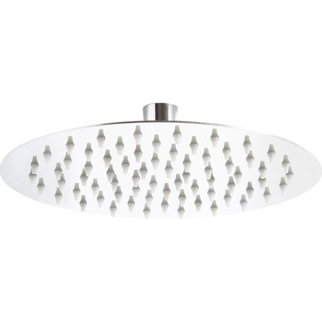 Round 20cm Shower Head with Rain Shower Spray, Stainless Steel (1/5)