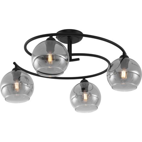 QAZQA Lampada da soffitto alanis - Moderno - Metallo,Vetro - Nero - Tondo/Sfera Max. 4 x Watt