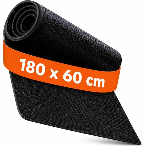 Relaxdays Bodenschutzmatte, 180x60 cm, rutschfest, schalldämpfend, Bodenmatte Fitnessgeräte, PVC Schutzmatte, schwarz (1/5)