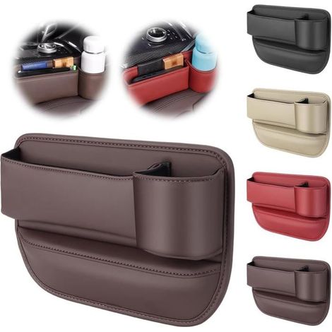 Gepäcktasche für Getränkehalter aus Leder, Ablagebox für den Sitzplatz (braun, Beifahrersitz)
