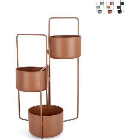 Porta macetas plegable diseño de acero 45x21x68 Keyra - Marrón (1/2)