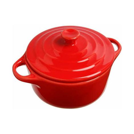 CAZUELA DE CERÁMICA, redonda, 10 cm, roja (1/3)