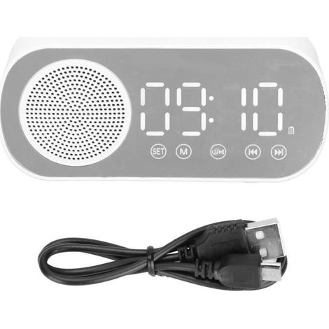 Réveil numérique - OMABETA - Radio-réveil FM - Bluetooth 5.0 - Batterie 1600mAh - Miroir (1/4)