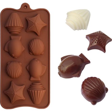 Molde de silicona para decoraciones de chocolate y confitería - conchas (1/2)