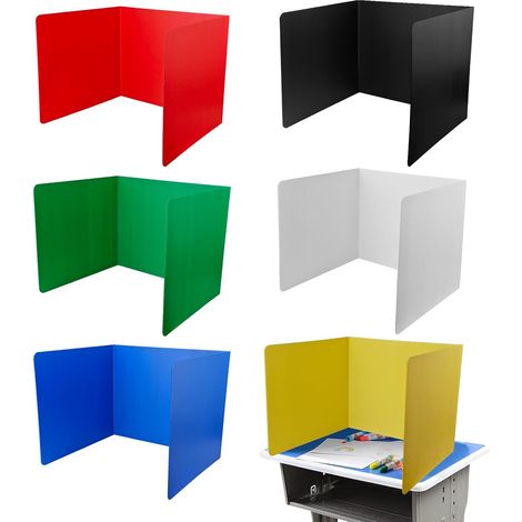 Lot de 6 séparateurs de bureau pliables - Brise-vue - Pour bureau, école, bureau - En forme de U - En plastique - Séparateur de bureau portable pour l'école, le bureau, la bibliothèque (1/5)