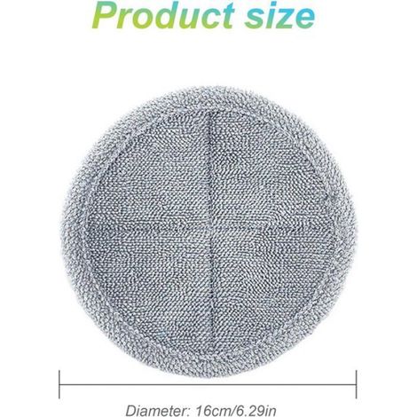 Lot De 6 Lingettes Serpillière Microfibre 16x16 cm,Recharges Pour Mop Rond/Robot,Lavables,Gris Vert Bleu,Sols Durs Parquet Stratifié (1/4)