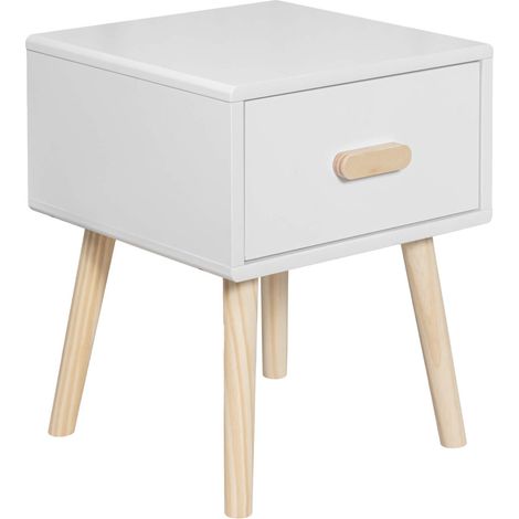 Nachttisch Mobili Rebecca Cassia 44x35x35 MDF Kiefer Weiß Braun Skandinavisch Teilweise Montiert