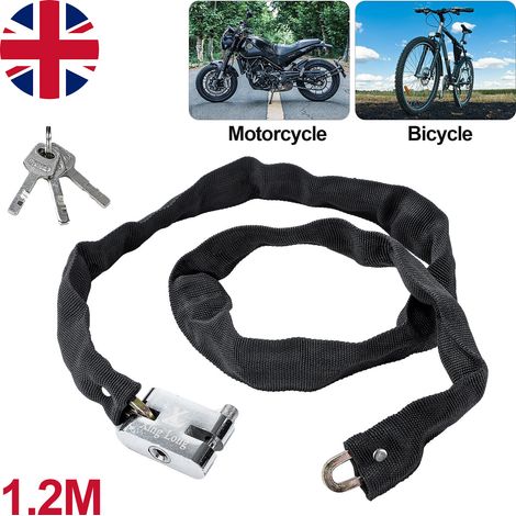 Holdfiturn Heavy Duty 1.2M Motorbike Chain Lock - 3 Keys, Anti-Theft Safety Chain Lock (1/5)
