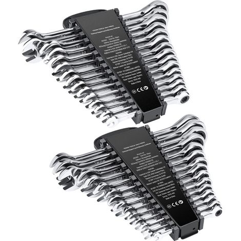 Coffret clés mixtes à cliquet 30 pièces, support, acier Cr-V, SAE 1/4 à 1 pouce, métrique 8 à 24 mm, usage polyvalent (1/5)