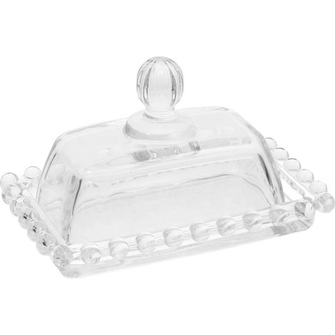 Beurrier Avec Couvercle En Verre Transparent RéCipient Pour Beurre Porte-Beurre Plat Avec Couvercle Pour RéFrigérateur Table (1/5)