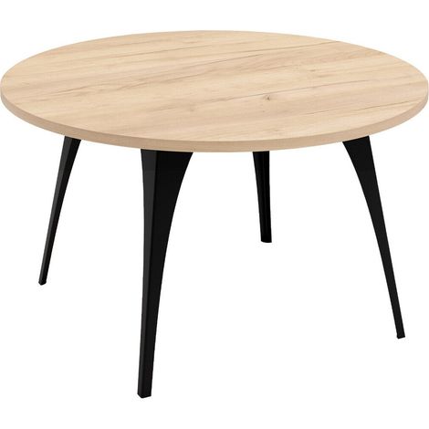 Mesa de centro Oswego 126, Roble dorado artesanal, 45x0x0cm, Diámetro: 75, Aglomerado laminado, Redonda