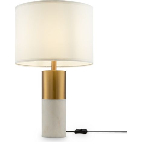 Maytoni Bianco Lampe de table moderne avec abat-jour rond laiton E27