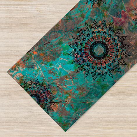 Tappeto passatoia fantasia made in Italy antiscivolo lavabile aderente Mandala Ottanio - 50x100 cm (1/5)