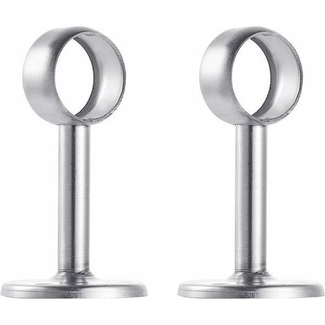 2 pièces de support de montage au plafond en acier inoxydable brossé, support de tringle à rideau de douche, siège de tuyau de tringle à vêtements suspendu (1/5)