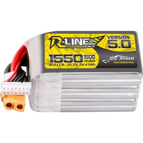 Batería Lipo Tattu R-Line Versión 5.0 1550mAh 22.2V 150C 6S con conector XT60 (1/5)