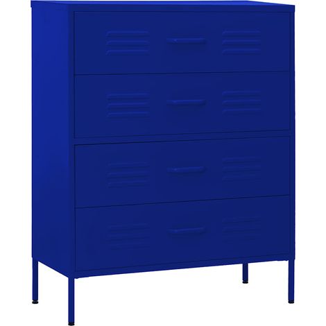 Cassettiera Blu Marino 80x35x101,5 cm in Acciaio vidaXL