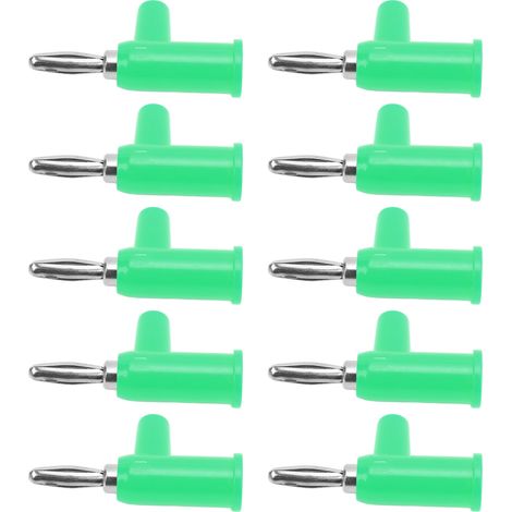 Lot de 10 fiches bananes empilables 4 mm (0,2 pouce) en laiton, sans soudure, pour accessoires de sécurité (vert). (1/5)