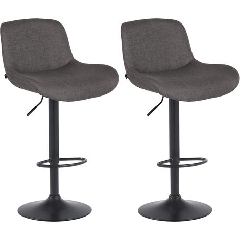 Set di 2 sgabelli da bar regolabili in altezza e girevoli con poggiapiedi rivestimento in tessuto grigio scuro struttura in metallo nero 100006087