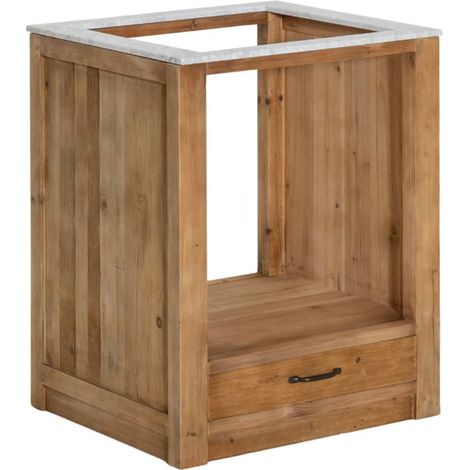 Made In Meubles – Meuble bas de cuisine en bois recyclé et métal – Espace pour four encastrable et plaques de cuisson – 1 tiroir – Dimensions 86x70x60cm (1/5)