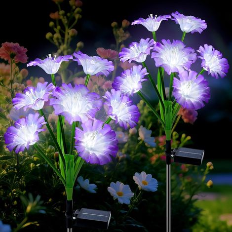 Lampe Solaire Fleurs Exterieure Jardin, 2 Pièces Lumière Solaire Fleur Extérieure, LED Lumiere Solaire Étanche IP65, Décoration pour Cour Chemins Pelouse Terrasse Clôture Fête Mariage Noël (1/5)