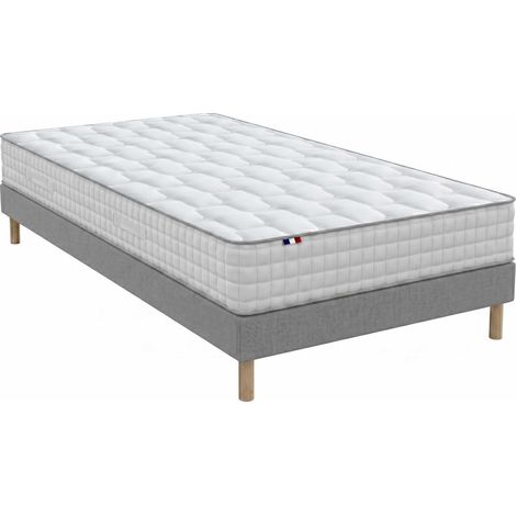 Ensemble matelas ressorts mémoire de forme H24 cm sommier kit gris 90 x 190 cm (1/5)