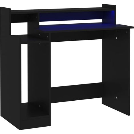 Schreibtisch mit LED-Lichtern schwarz 97x45x90 cm aus Spanplatte