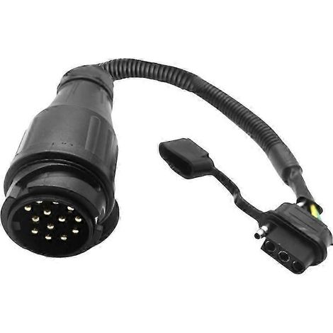 Adaptateur de prise de remorque, prise ronde standard européenne à 13 broches vers prise plate standard américaine à 4 broches, matériau ABS, compatible avec les remorques de camping-car (FDQ). (1/5)