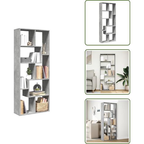 vidaXL Raumteiler-Bücherregal Betongrau 67x25x161,5 cm Holzwerkstoff (1/5)