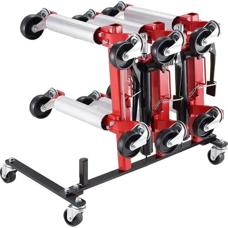 Carro de transporte para coches, plataforma ajustable, ruedas giratorias de 360 grados, rojo. (1/2)