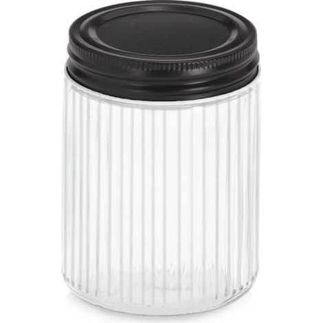 Bocal avec couvercle en métal KITCHEN ESSENTIALS, verre strié (1/2)