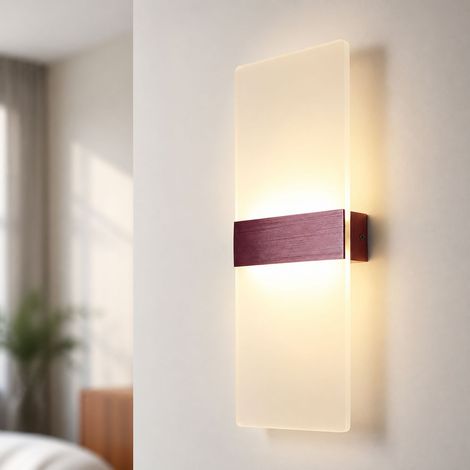Applique murale LED 10W aluminium et acrylique rose doré 40x15cm variateur 3 couleurs blanc chaud naturel pour chambre couloir salon (1/5)