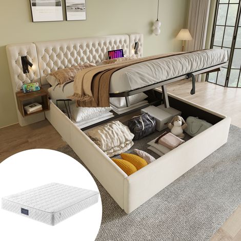 Letto letto matrimoniale contenitore con comodini OKMYHOME