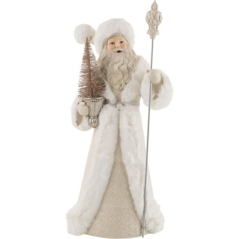Père Noël Déco en Résine "Sapin" 57cm Blanc