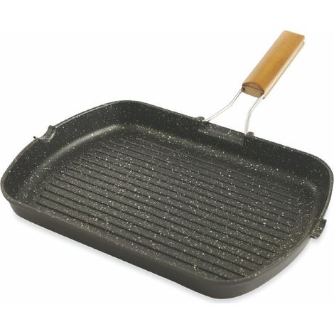 BISTECCHIERA 26X36 ANTI ADERENTE MANICO LEGNO PIEGHEVOLE (1/5)