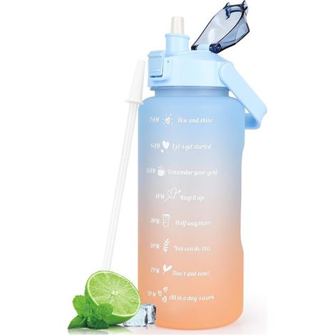 2-Liter-Motivations-Wasserflasche, BPA-frei, mit Zeitmarkierung und Verschluss
